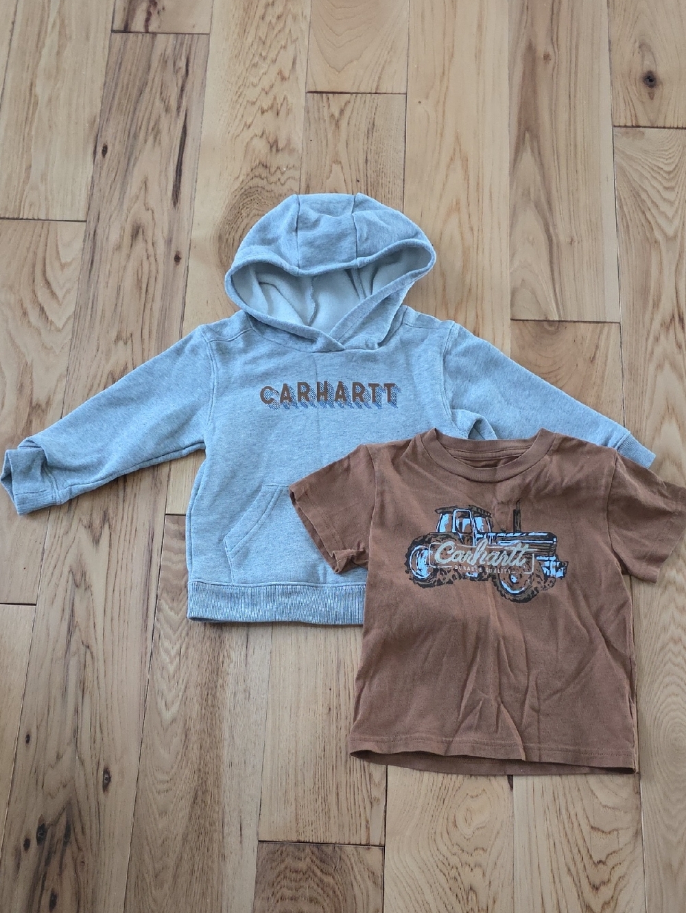Carhartt Gray Hoodie and Brown Tractor Tee Kids Set